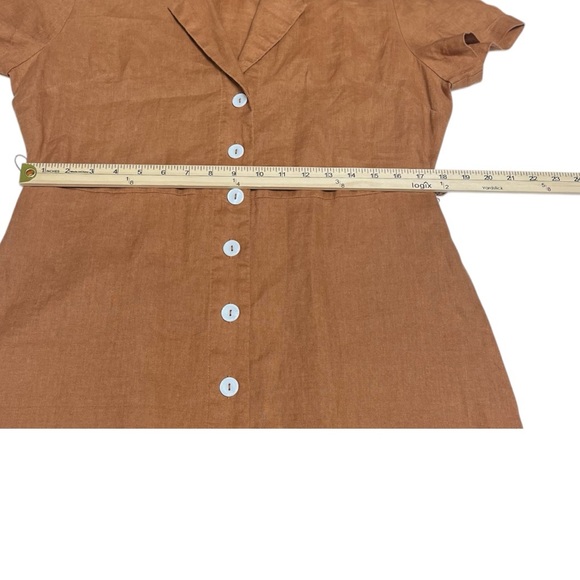 Quince 100% European Linen Button-Front Terracotta Midi Dress Size Large - Picture 7 of 9